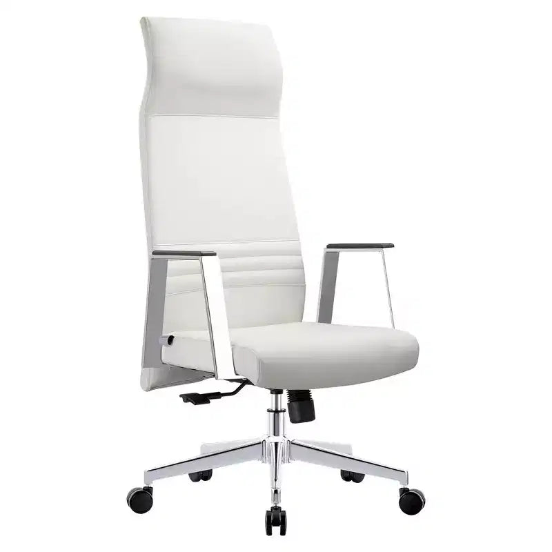 Chaise de bureau ergonomique LeisureMod Adorit à dossier haut en cuir - Pivotante et inclinable - Chaise de bureau exécutive réglable
