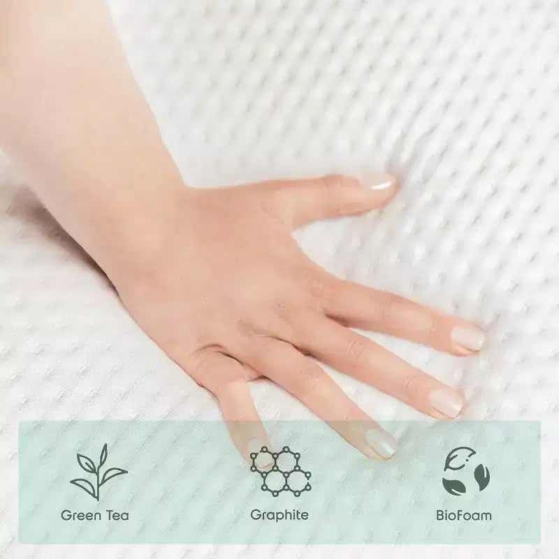 Matelas en mousse à mémoire de forme rafraîchissant au thé vert Bryt – Matelas en boîte