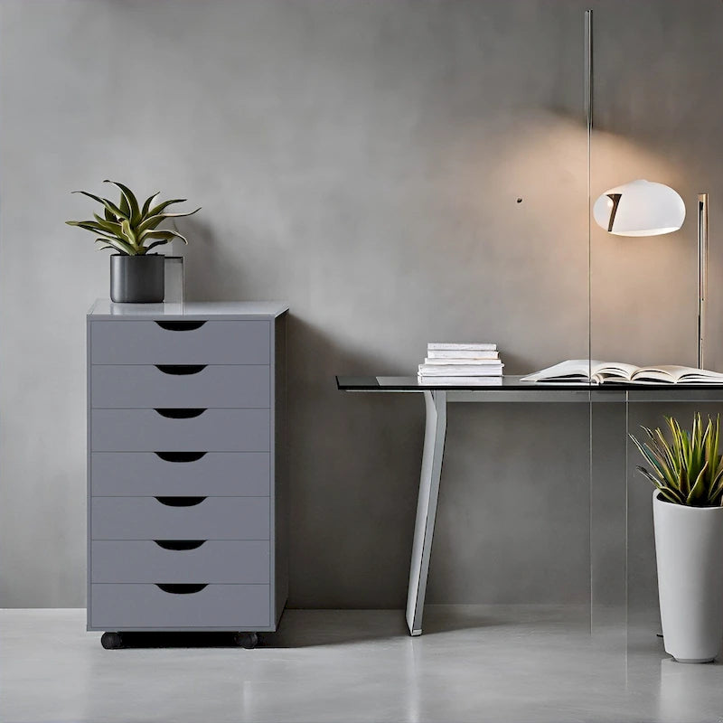 Meuble de rangement de bureau à 7 tiroirs, classeur mobile avec roulettes pivotantes, rangement pour travaux manuels pour la maison, le bureau