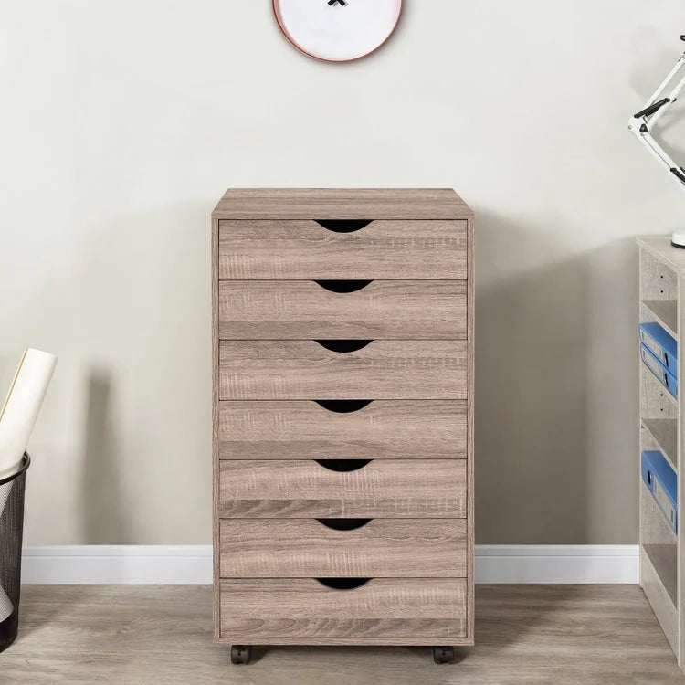 Meuble de rangement de bureau à 7 tiroirs, classeur mobile avec roulettes pivotantes, rangement pour travaux manuels pour la maison, le bureau