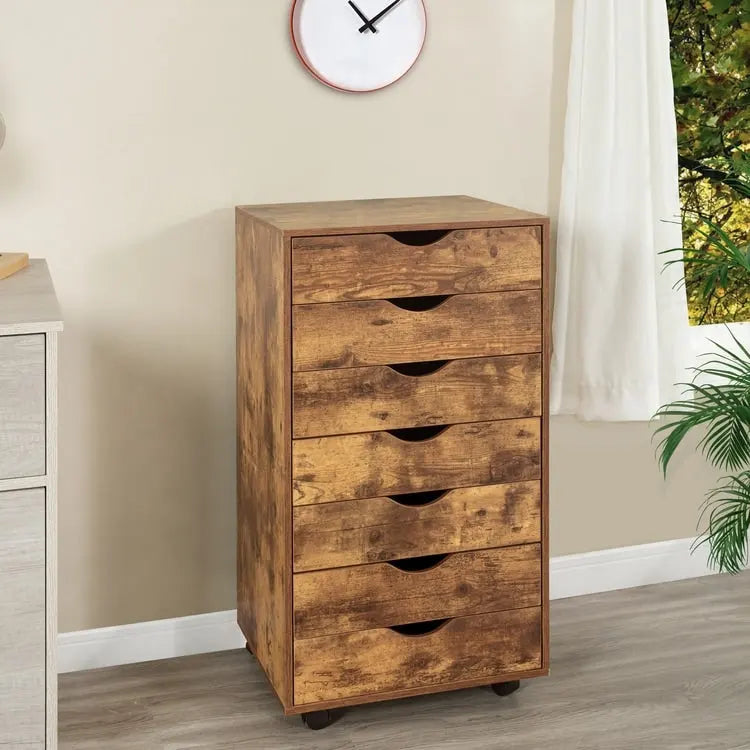 Meuble de rangement de bureau à 7 tiroirs, classeur mobile avec roulettes pivotantes, rangement pour travaux manuels pour la maison, le bureau