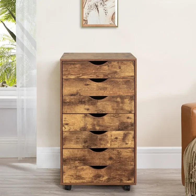 Meuble de rangement de bureau à 7 tiroirs, classeur mobile avec roulettes pivotantes, rangement pour travaux manuels pour la maison, le bureau