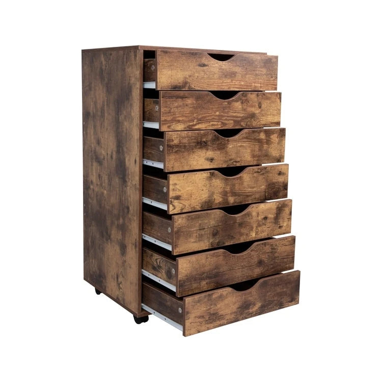 Meuble de rangement de bureau à 7 tiroirs, classeur mobile avec roulettes pivotantes, rangement pour travaux manuels pour la maison, le bureau