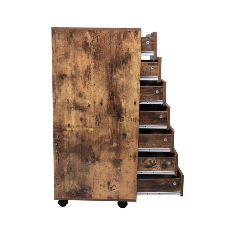 Meuble de rangement de bureau à 7 tiroirs, classeur mobile avec roulettes pivotantes, rangement pour travaux manuels pour la maison, le bureau