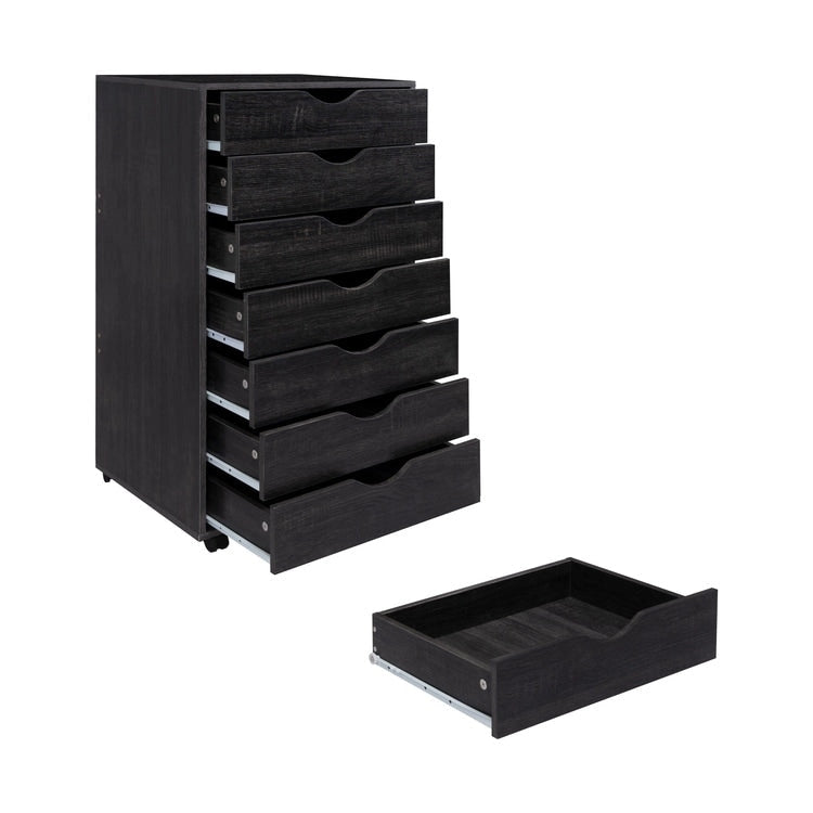 Meuble de rangement de bureau à 7 tiroirs, classeur mobile avec roulettes pivotantes, rangement pour travaux manuels pour la maison, le bureau