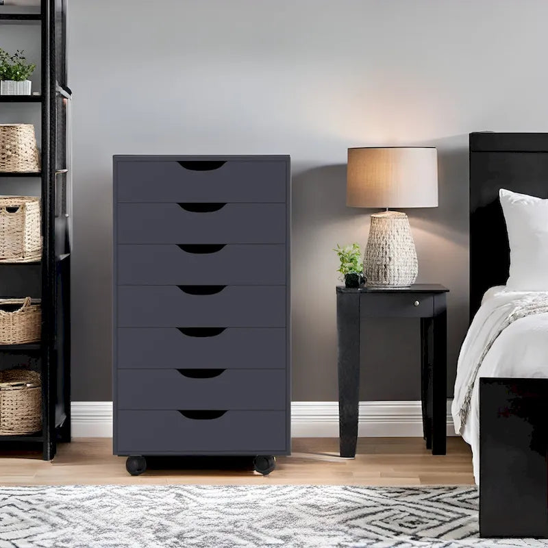 Meuble de rangement de bureau à 7 tiroirs, classeur mobile avec roulettes pivotantes, rangement pour travaux manuels pour la maison, le bureau