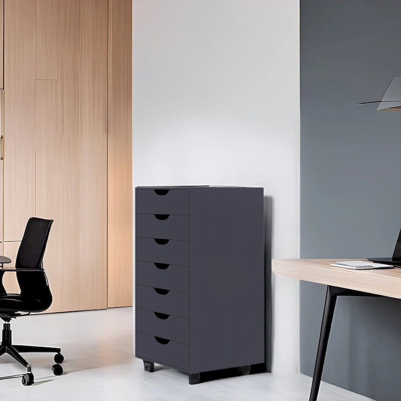 Meuble de rangement de bureau à 7 tiroirs, classeur mobile avec roulettes pivotantes, rangement pour travaux manuels pour la maison, le bureau