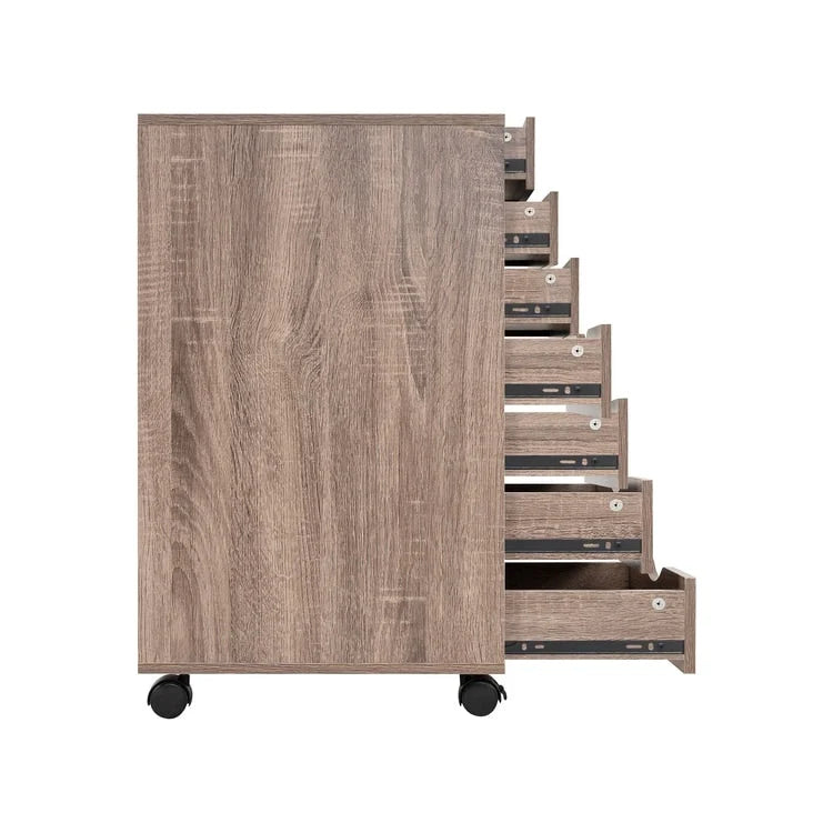 Meuble de rangement de bureau à 7 tiroirs, classeur mobile avec roulettes pivotantes, rangement pour travaux manuels pour la maison, le bureau