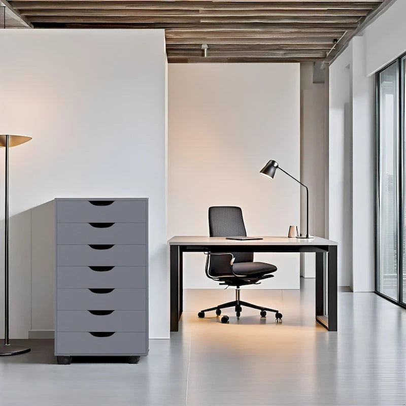 Meuble de rangement de bureau à 7 tiroirs, classeur mobile avec roulettes pivotantes, rangement pour travaux manuels pour la maison, le bureau