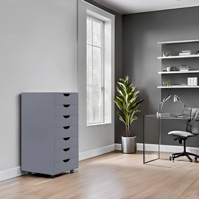 Meuble de rangement de bureau à 7 tiroirs, classeur mobile avec roulettes pivotantes, rangement pour travaux manuels pour la maison, le bureau