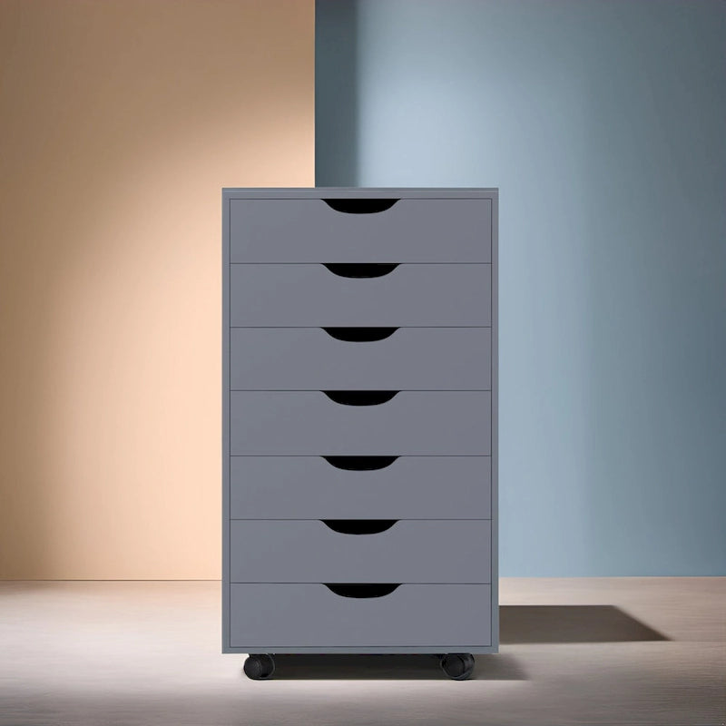 Meuble de rangement de bureau à 7 tiroirs, classeur mobile avec roulettes pivotantes, rangement pour travaux manuels pour la maison, le bureau