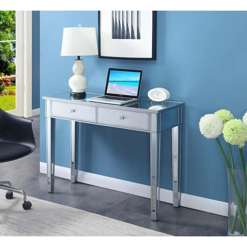 Convenience Concepts Gold Coast Bureau/Console Miroir 2 Tiroirs