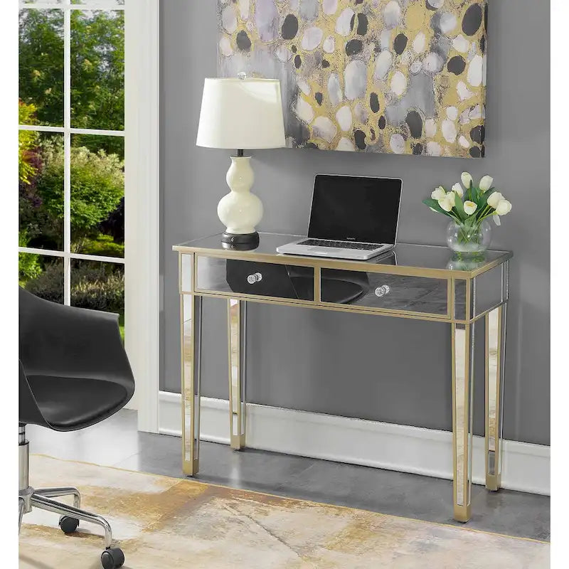 Convenience Concepts Gold Coast Bureau/Console Miroir 2 Tiroirs