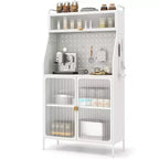 Costway Étagère de Cuisine en Métal à 5 Niveaux avec Panneau Perforé 8 Crochets Étagère Réglable sur 5 Positions Blanc