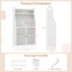 Costway Étagère de Cuisine en Métal à 5 Niveaux avec Panneau Perforé 8 Crochets Étagère Réglable sur 5 Positions Blanc