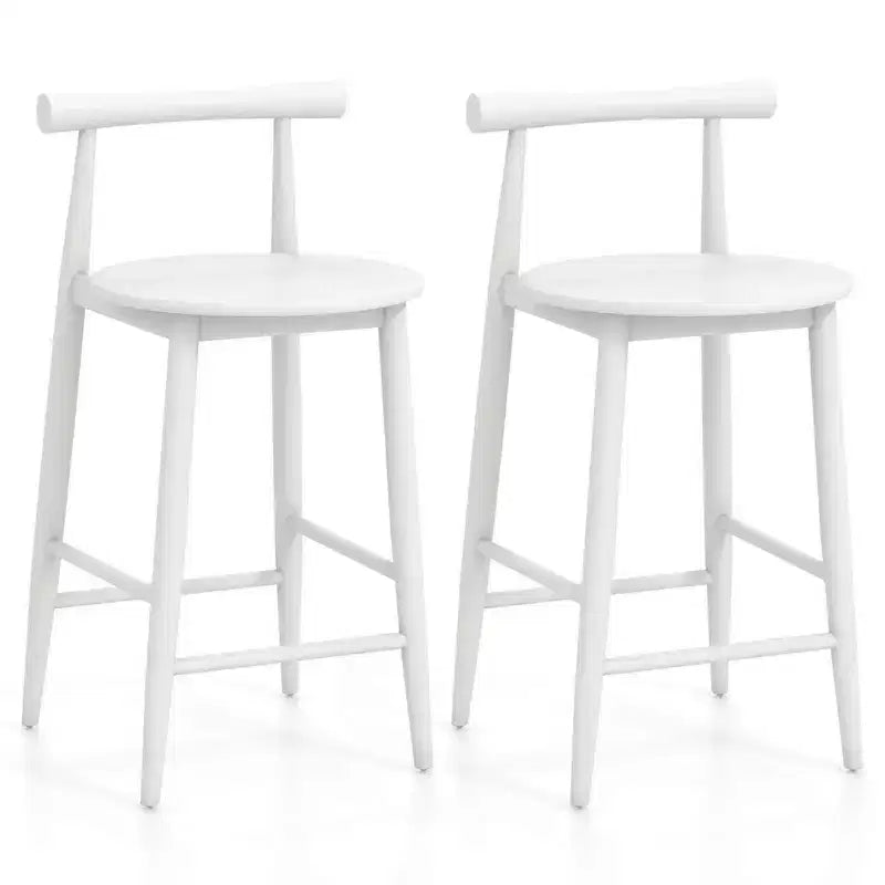 Costway Bar Chair Counter Height Stools Set of 2/4 with Acacia Wood Frame Supporting Legs White