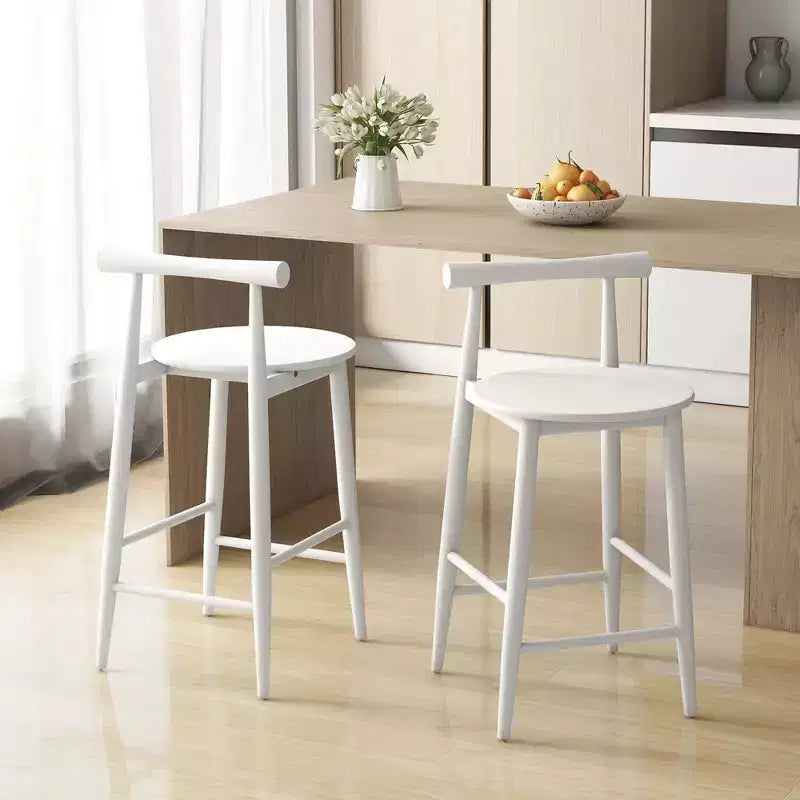 Costway Lot de 2 ou 4 tabourets de bar en bois d'acacia, pieds de support blancs