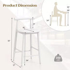 Costway Lot de 2 ou 4 tabourets de bar en bois d'acacia, pieds de support blancs