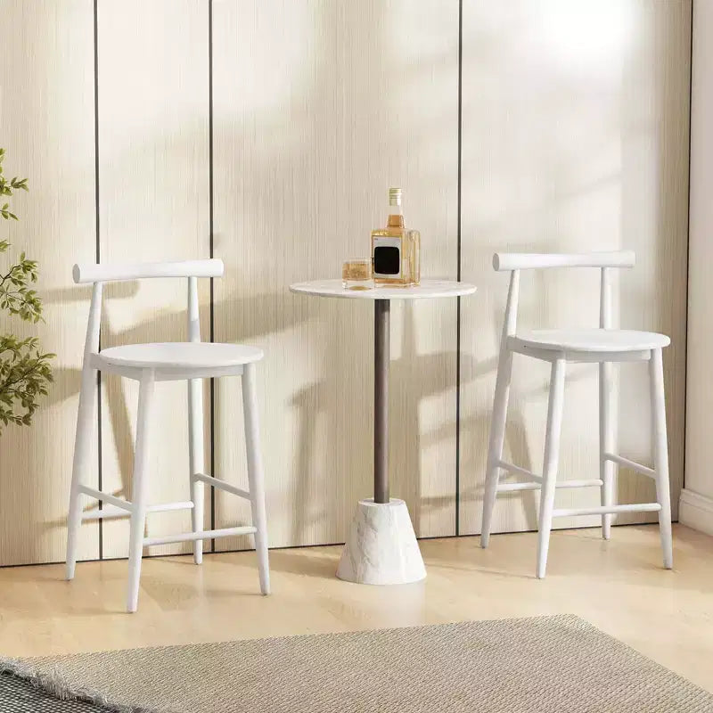 Costway Lot de 2 ou 4 tabourets de bar en bois d'acacia, pieds de support blancs