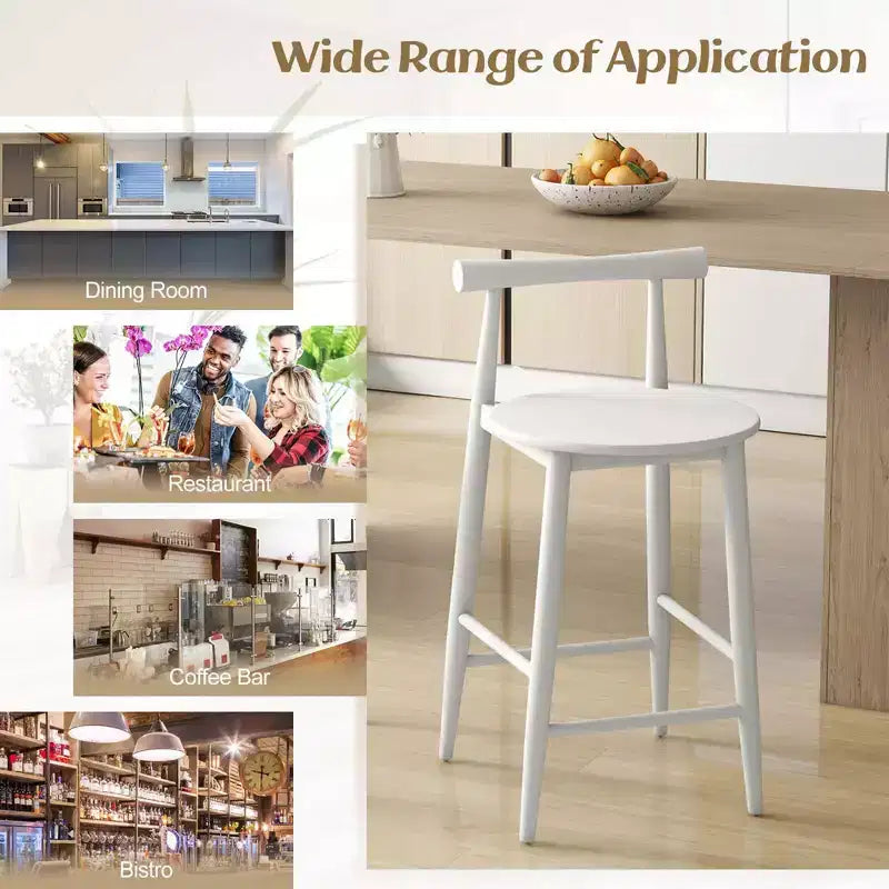 Costway Lot de 2 ou 4 tabourets de bar en bois d'acacia, pieds de support blancs