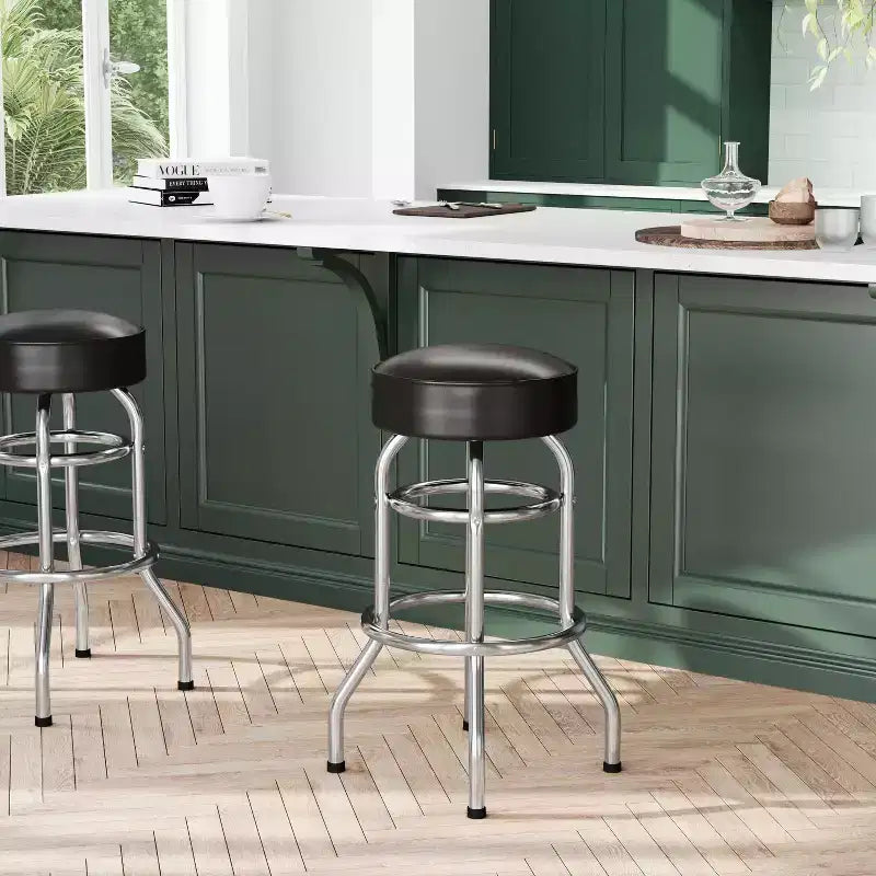 Flash Furniture Lot de 2 tabourets de bar chromés à double anneau