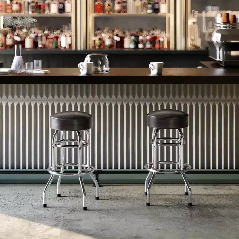 Flash Furniture Lot de 2 tabourets de bar chromés à double anneau