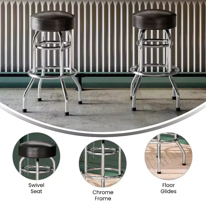 Flash Furniture Lot de 2 tabourets de bar chromés à double anneau