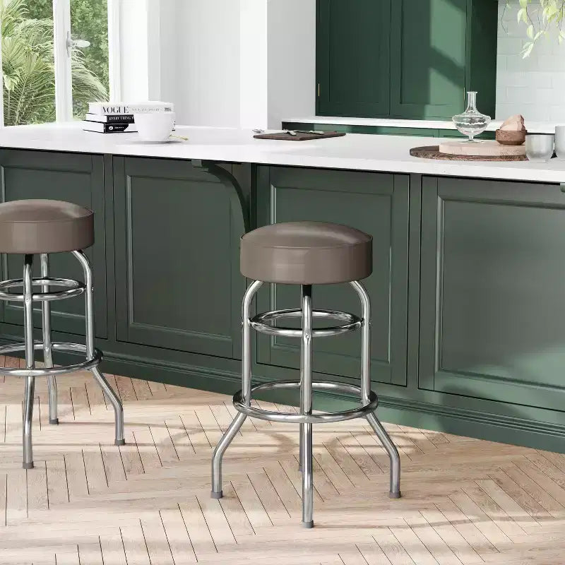 Flash Furniture Lot de 2 tabourets de bar chromés à double anneau