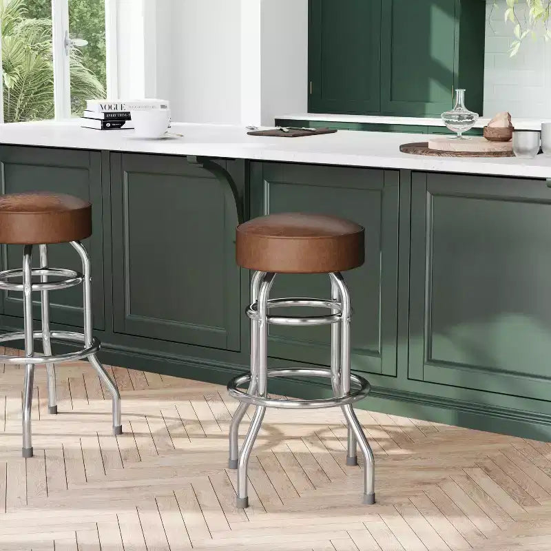 Flash Furniture Lot de 2 tabourets de bar chromés à double anneau