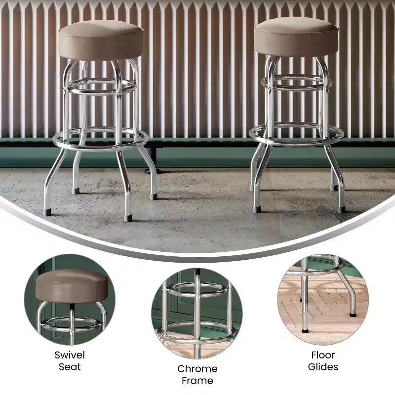 Flash Furniture Lot de 2 tabourets de bar chromés à double anneau