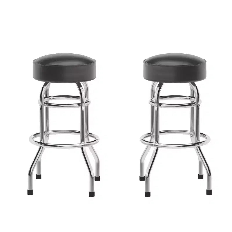 Flash Furniture 2 Pack Double Ring Chrome Barstool
