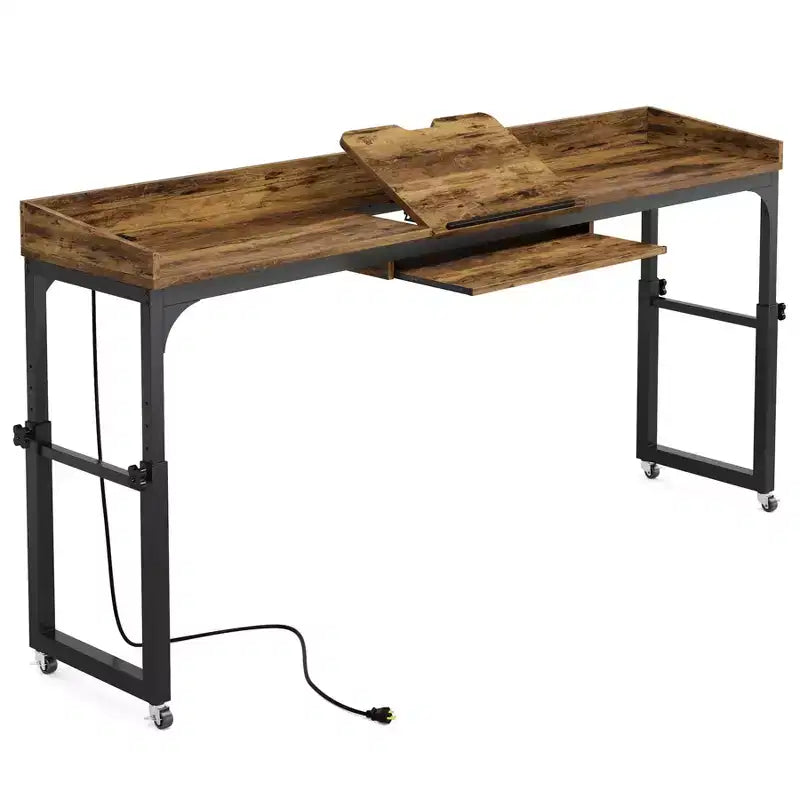 Table de lit Lantine à hauteur réglable avec roulettes et support inclinable réglable