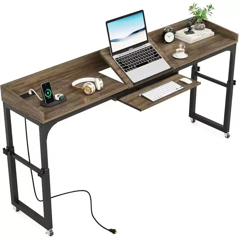 Table de lit Lantine à hauteur réglable avec roulettes et support inclinable réglable