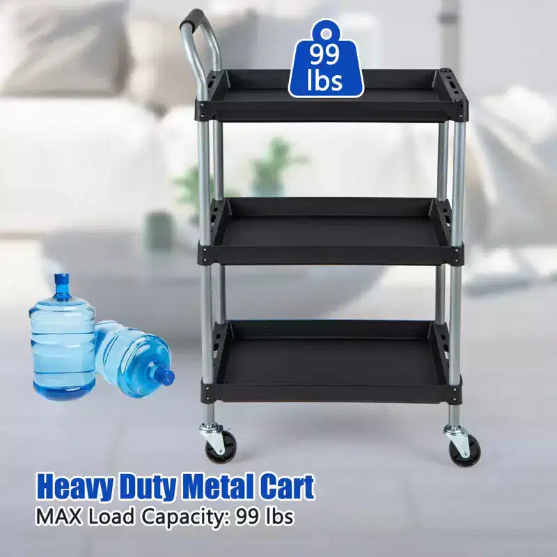 Chariot de rangement à roulettes 3 niveaux Costway avec roues universelles verrouillables et poignée ergonomique