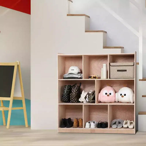Étagère de rangement en bois massif à 8 compartiments, bibliothèque pour enfants, organiseur de jouets pour enfants pour salles de classe