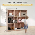 Étagère de rangement en bois massif à 8 compartiments, bibliothèque pour enfants, organiseur de jouets pour enfants pour salles de classe
