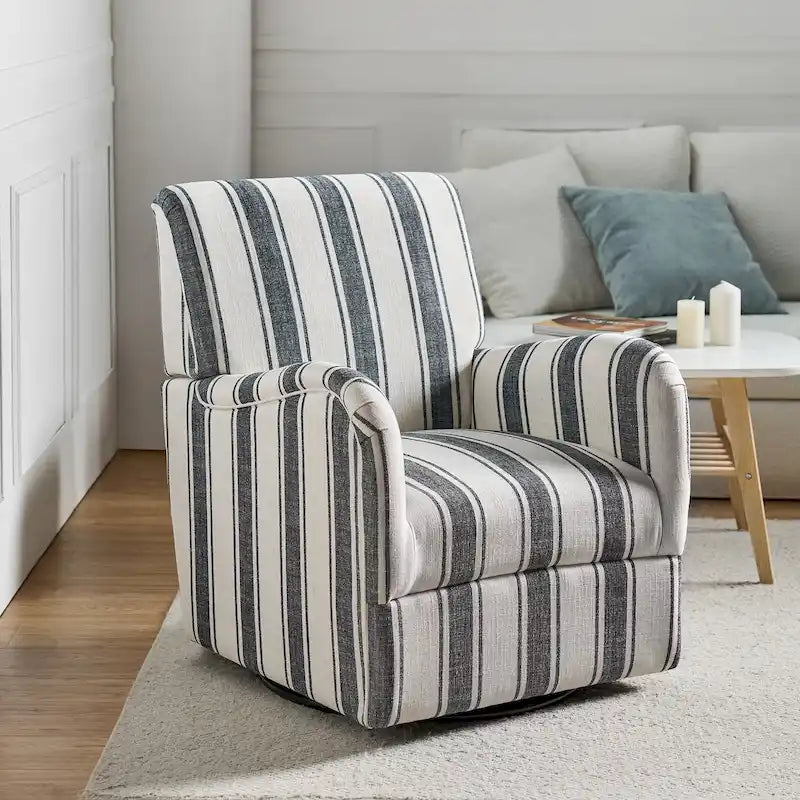 Fauteuil pivotant traditionnel Pancy avec motif à rayures Jacobean