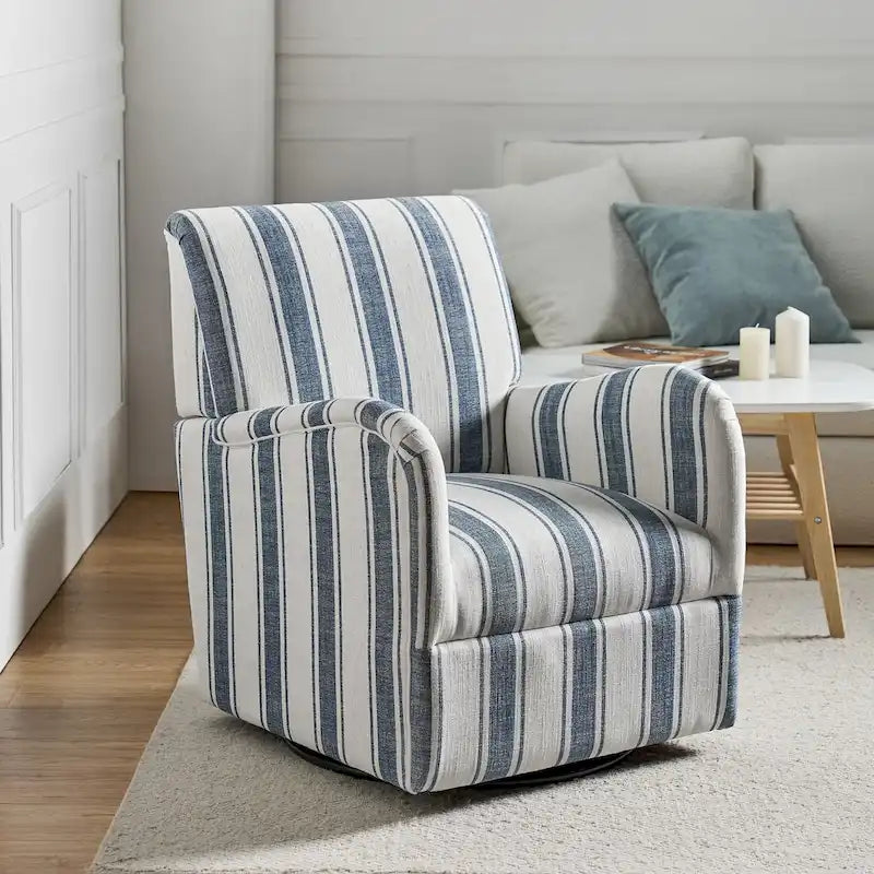 Fauteuil pivotant traditionnel Pancy avec motif à rayures Jacobean