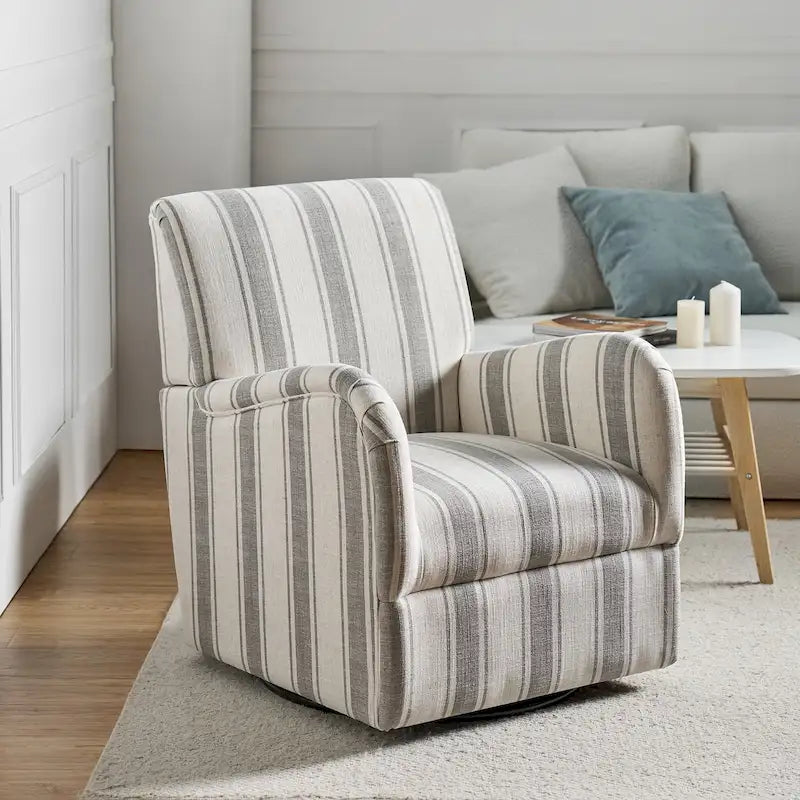Fauteuil pivotant traditionnel Pancy avec motif à rayures Jacobean