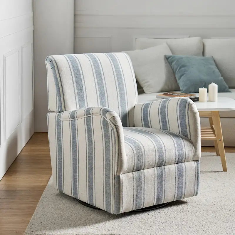 Fauteuil pivotant traditionnel Pancy avec motif à rayures Jacobean
