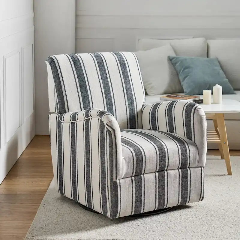Pancy Traditional Swivel Armchair with Jacobean Strip Pattern by 