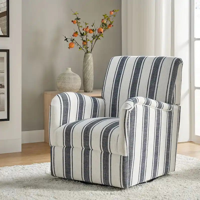 Fauteuil pivotant traditionnel Pancy avec motif à rayures Jacobean