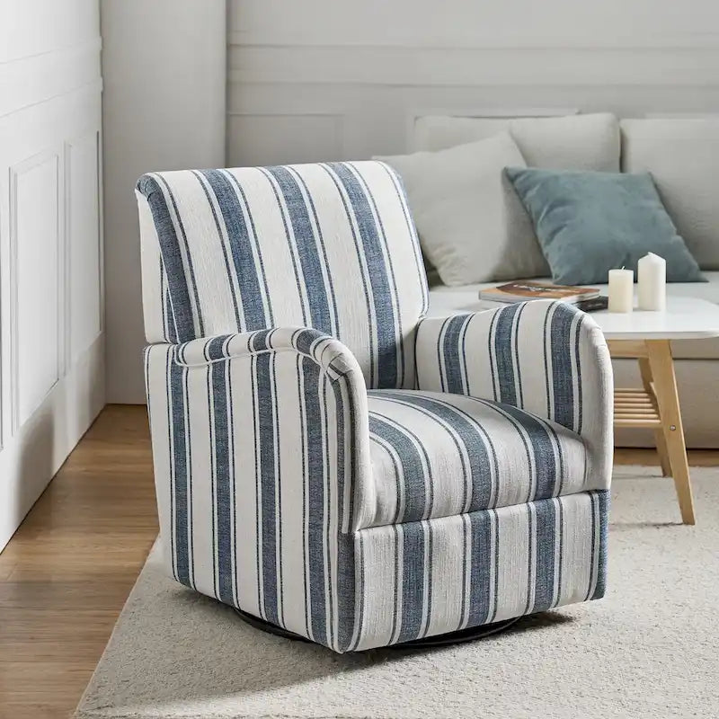 Fauteuil pivotant traditionnel Pancy avec motif à rayures Jacobean