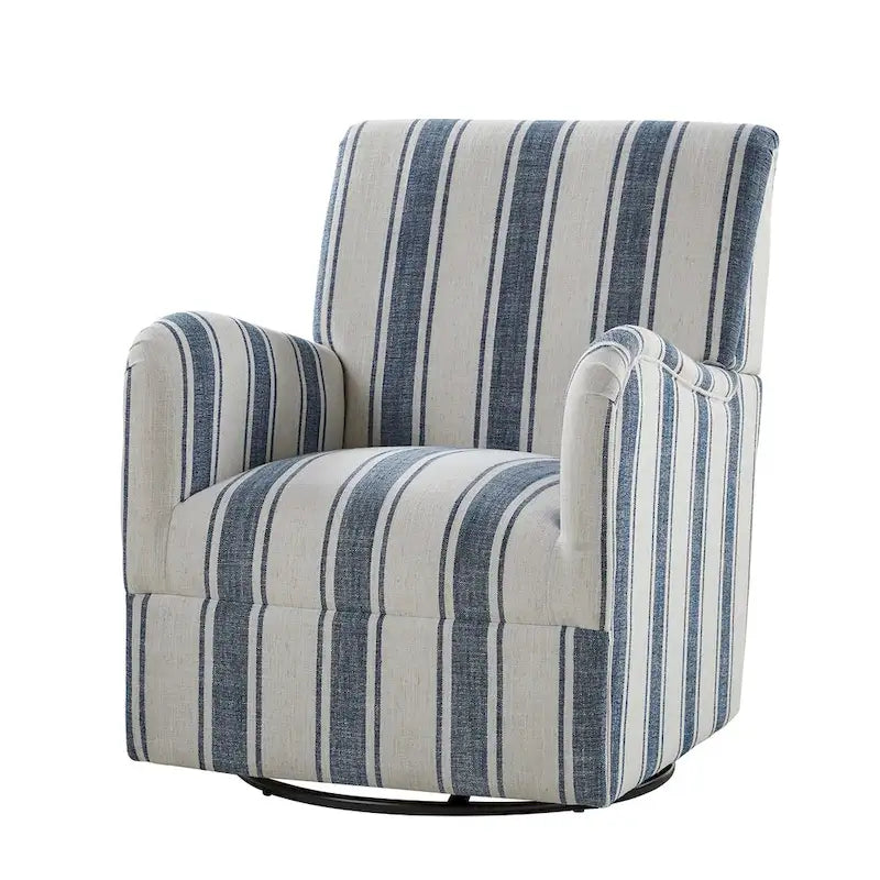 Fauteuil pivotant traditionnel Pancy avec motif à rayures Jacobean