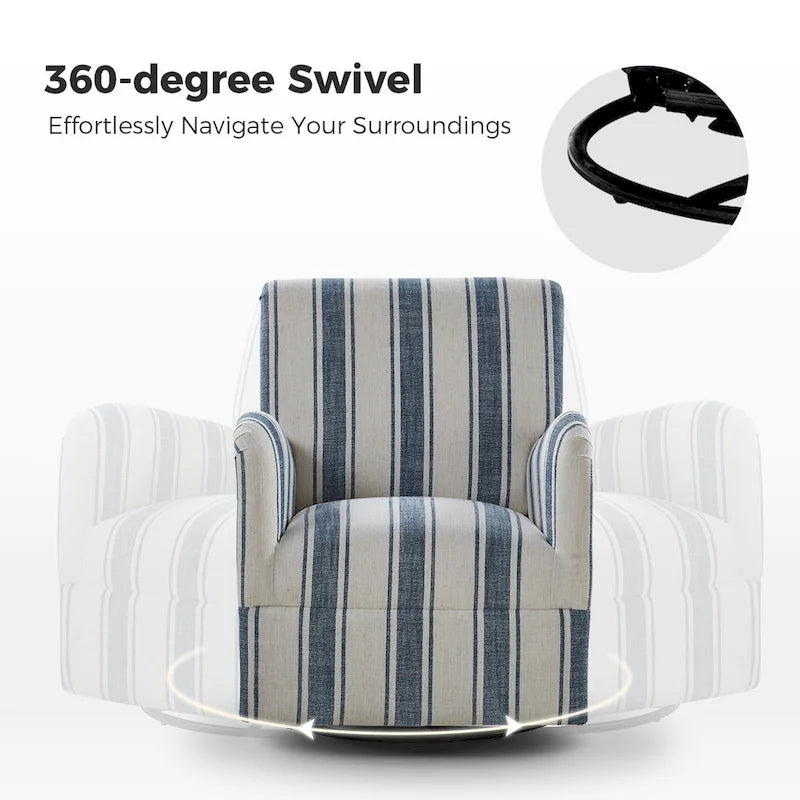 Fauteuil pivotant traditionnel Pancy avec motif à rayures Jacobean