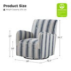 Fauteuil pivotant traditionnel Pancy avec motif à rayures Jacobean