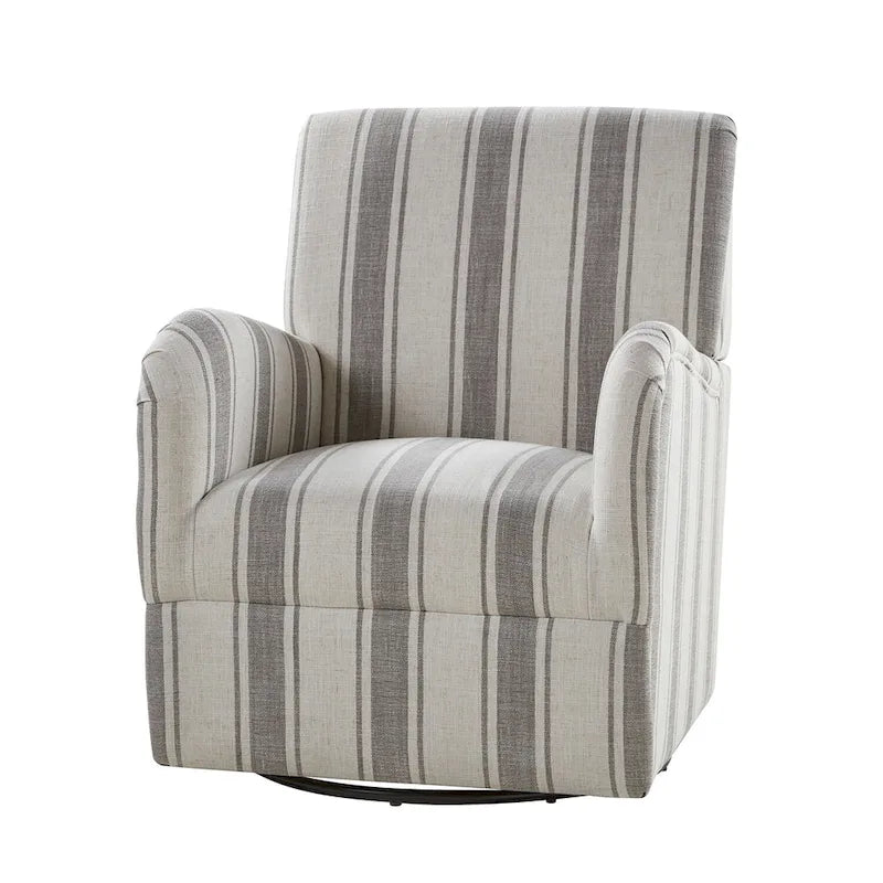 Fauteuil pivotant traditionnel Pancy avec motif à rayures Jacobean