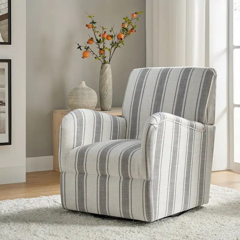 Fauteuil pivotant traditionnel Pancy avec motif à rayures Jacobean