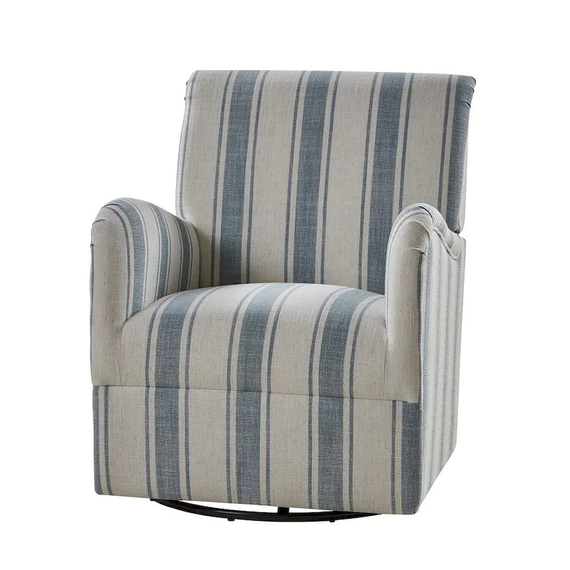 Fauteuil pivotant traditionnel Pancy avec motif à rayures Jacobean