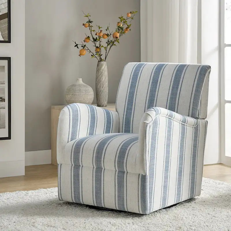 Fauteuil pivotant traditionnel Pancy avec motif à rayures Jacobean